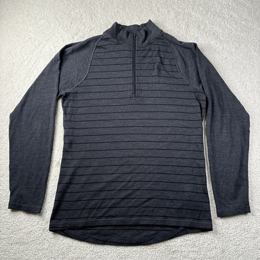Smartwool Mid 250 1/4 Zip Pullover Men's Large 100% Merino Wool Base Layer READ